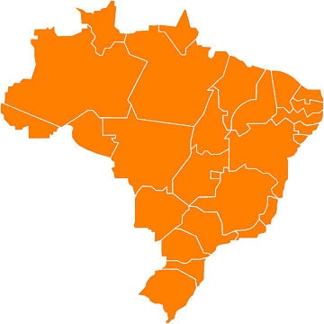 Mapa do Brasil com regiões atendidas